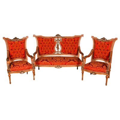 20th Century French Louis XVI Style Garniture Living Room Set, Set of 3-FLW-1401841