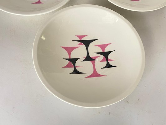 20th Century French Modernist Ceramic Plates with Geometrical Pattern Decor, Set of 4-UR-1706804