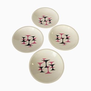 20th Century French Modernist Ceramic Plates with Geometrical Pattern Decor, Set of 4-UR-1706804