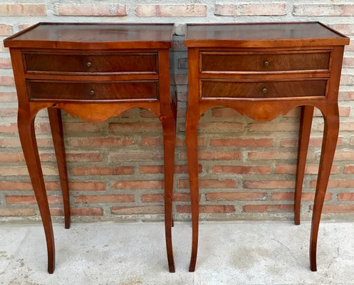 20th Century French Nightstands with Two-Drawer & Cabriole Legs, Set of 2-NOU-1352031