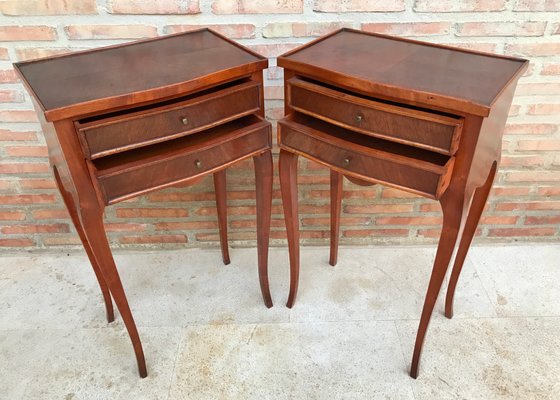 20th Century French Nightstands with Two-Drawer & Cabriole Legs, Set of 2-NOU-1352031