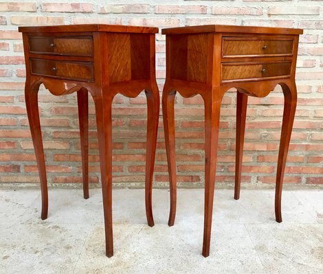 20th Century French Nightstands with Two-Drawer & Cabriole Legs, Set of 2-NOU-1352031