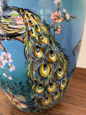 20th Century German Baluster Peacock Vase from Ulmer Keramik-PSK-1002892