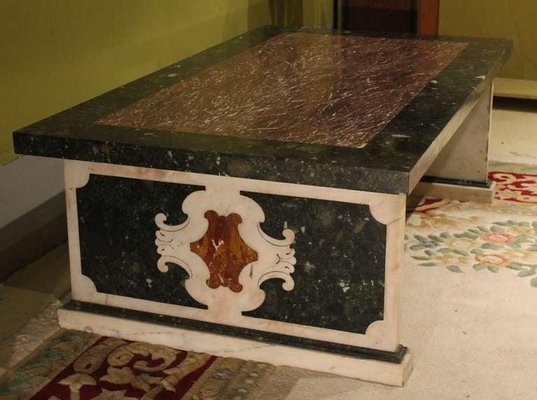 20th Century Italian Polychromed Rectangular Marble Coffee or Cocktail Table-AXE-1433424