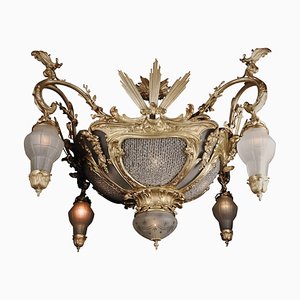 20th Century Louis XC Style Cast-Bronze Candelabra Chandelier-FLW-1401892