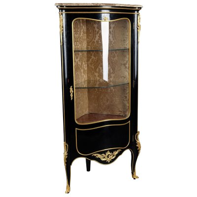 20th Century Louis XV Piano Black Corner Vitrine-FLW-1402235