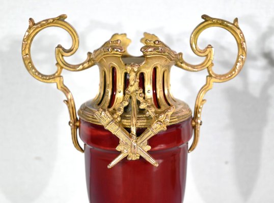 20th Century Louis XVI Ceramic and Golden Metal Cassolettes, 1950s, Set of 2-RVK-1401182