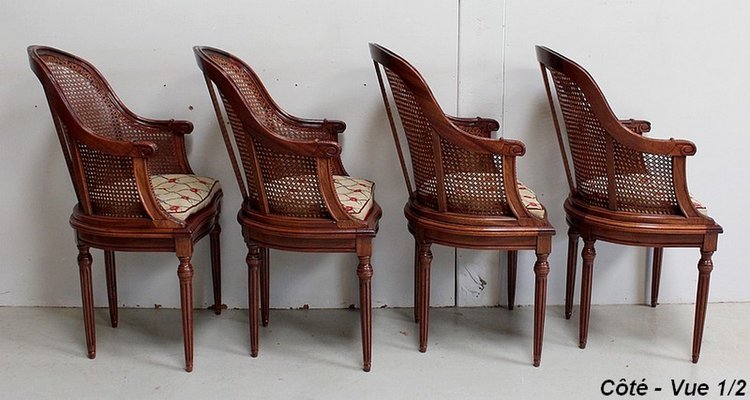 20th Century Louis XVI Mahogany Armchairs, Set of 4-RVK-938424