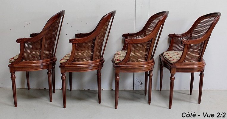 20th Century Louis XVI Mahogany Armchairs, Set of 4-RVK-938424