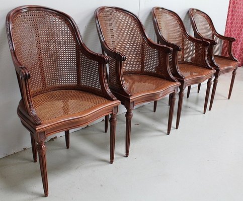 20th Century Louis XVI Mahogany Armchairs, Set of 4-RVK-938424