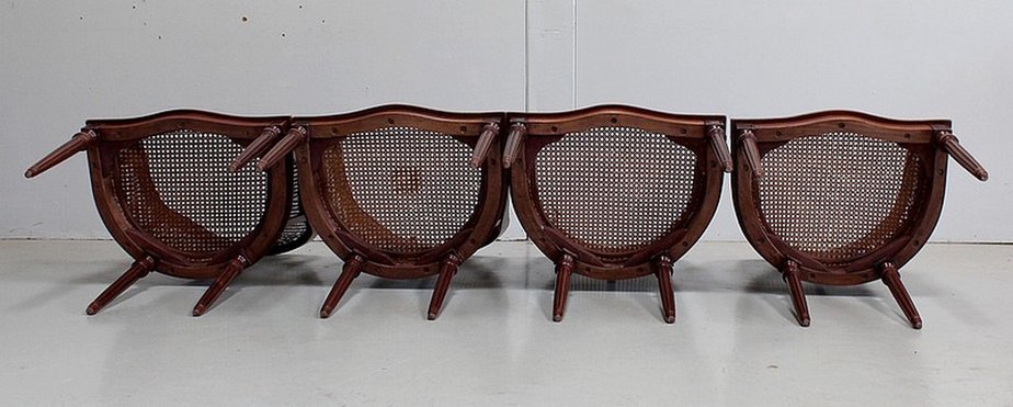 20th Century Louis XVI Mahogany Armchairs, Set of 4-RVK-938424