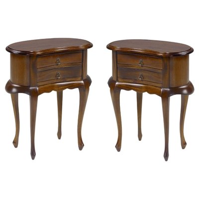 20th Century Mahogany Kidney-Shaped Nightstands with 2 Drawers, Set of 2-PSK-1002974