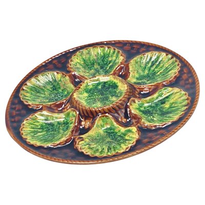 20th Century Majolica Green Oyster Plate-UR-1334382