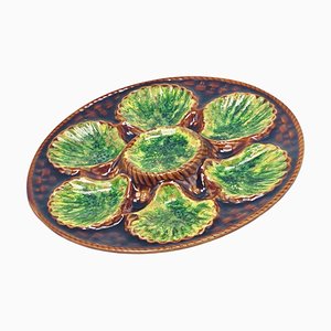 20th Century Majolica Green Oyster Plate-UR-1334382