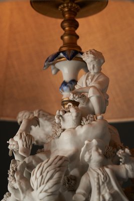 20th-Century Mangani Porcelain Table Lamp with Sculpted Figurines, Italy-POG-2019545