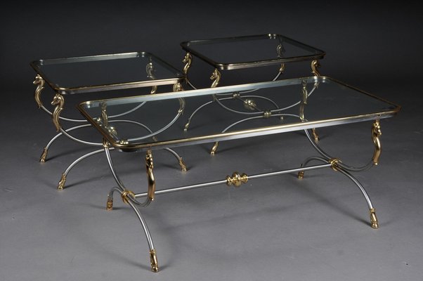 20th Century Modern Classical Style Side Table in Chromed Brass-FLW-1402206