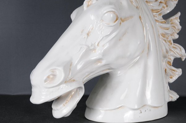 20th Century Monumental White Horse Head Pottery, 1970s-FLW-1402350