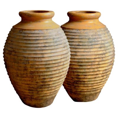 20th Century Mycenaean Amphoras in Glazed Terracotta Maiolica, Set of 2-FDW-2023351