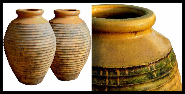 20th Century Mycenaean Amphoras in Glazed Terracotta Maiolica, Set of 2-FDW-2023351