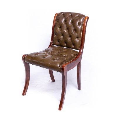 20th Century Olive Leather Biedermeier Chair-FSD-1091940