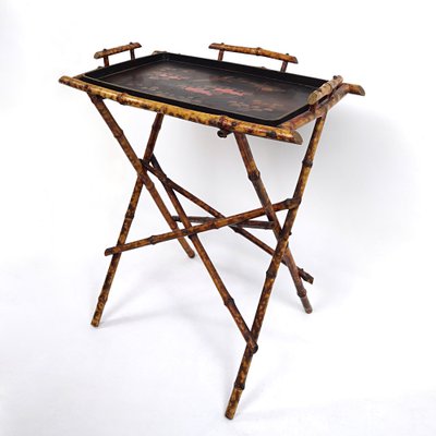 20th Century Oriental Tray Table on a Bamboo Stand-RY-1171961