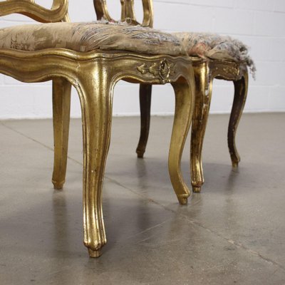 20th Century Padded Gilded Wood Chairs, Italy, Set of 2-VMM-1232257