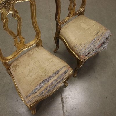 20th Century Padded Gilded Wood Chairs, Italy, Set of 2-VMM-1232257