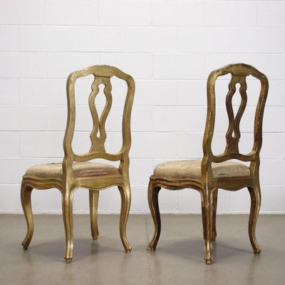 20th Century Padded Gilded Wood Chairs, Italy, Set of 2-VMM-1232257