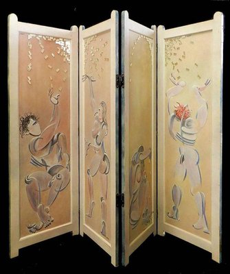 20th Century Painted Screen Divider by Mikel Dalbret-ARU-1158138