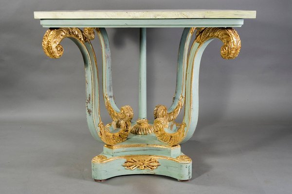 20th Century Pietra-Dura Classicism Pastel Light Blue Table-FLW-1402343