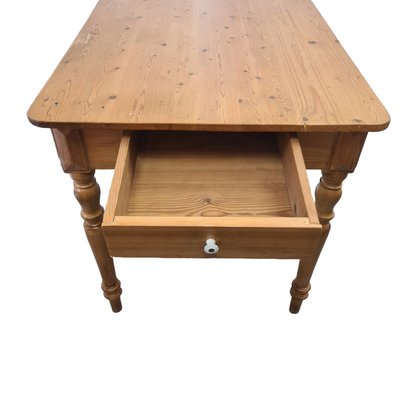 20th Century Pine Dining Table with Drawer, 1970s-VHW-2017115