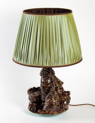 20th Century Primavera Ceramic Lamp with Pleated Silk Shade-UQL-1094576