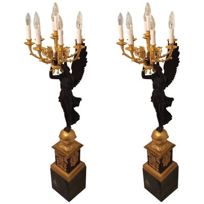 20th Century Princely Candleholder Floor Lights in style of Pierre Philippe Thomire, 1980s, Set of 2-FLW-1401826