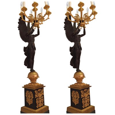 20th Century Princely Candleholder Floor Lights in style of Pierre Philippe Thomire, 1980s, Set of 2-FLW-1401826