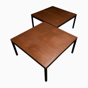 20th Century Scandinavian Side Tables with Teak Top and Tubular Legs, 1960s, Set of 2-QKG-2035274