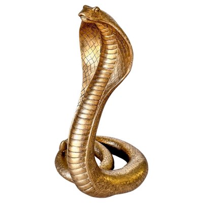 20th Century Snake Resin Gilt Sculpture Standing Cobra, France-UR-1818827