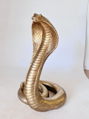 20th Century Snake Resin Gilt Sculpture Standing Cobra, France-UR-1818827