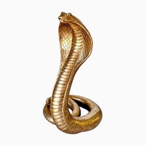 20th Century Snake Resin Gilt Sculpture Standing Cobra, France-UR-1818827