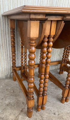 20th-Century Spanish Walnut Nesting and Folding Tables with Turned Legs, Set of 4-PSK-1002626