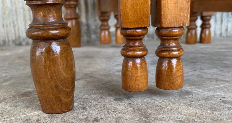 20th-Century Spanish Walnut Nesting and Folding Tables with Turned Legs, Set of 4-PSK-1002626