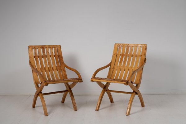 20th Century Swedish Grace Bare Wood Armchairs, Set of 2-MJF-1111549