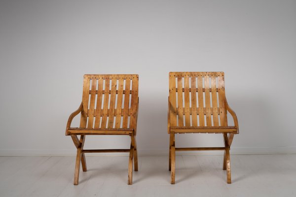 20th Century Swedish Grace Bare Wood Armchairs, Set of 2-MJF-1111549