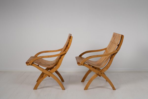 20th Century Swedish Grace Bare Wood Armchairs, Set of 2-MJF-1111549