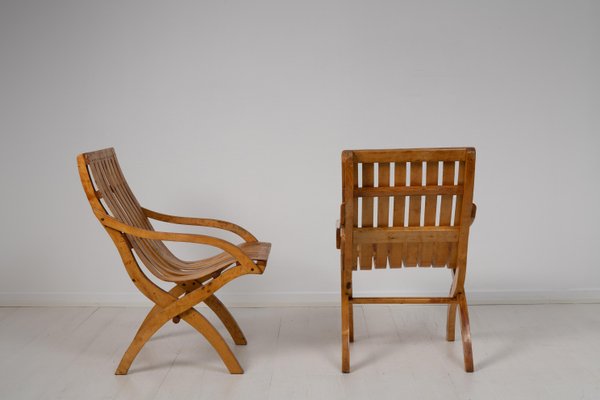 20th Century Swedish Grace Bare Wood Armchairs, Set of 2-MJF-1111549