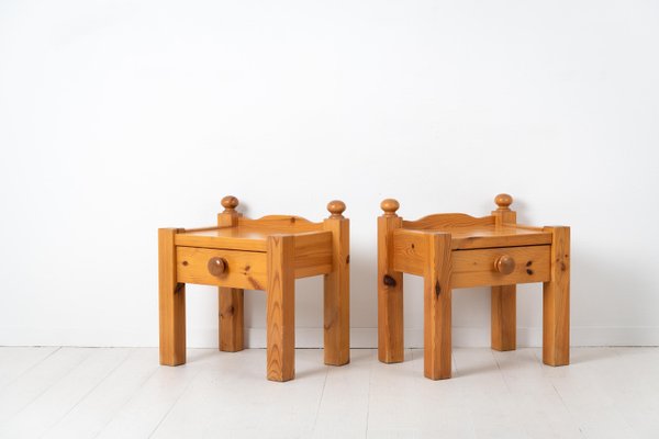 20th-Century Swedish Nightstands in Solid Pine, Set of 2-MJF-931142