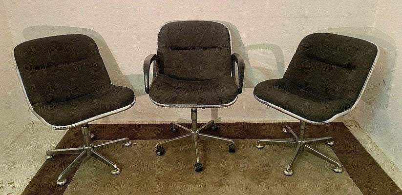 20th-Century Swivel Chairs, Set of 3-DY-1293697