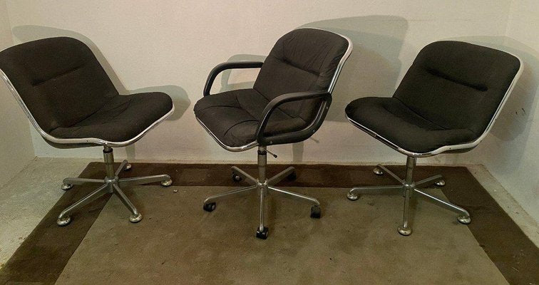 20th-Century Swivel Chairs, Set of 3-DY-1293697