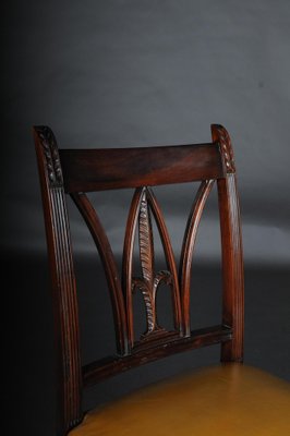 20th Century Victorian Dining Chairs in Mahogany & Leather, England, Set of 6-FLW-1402156