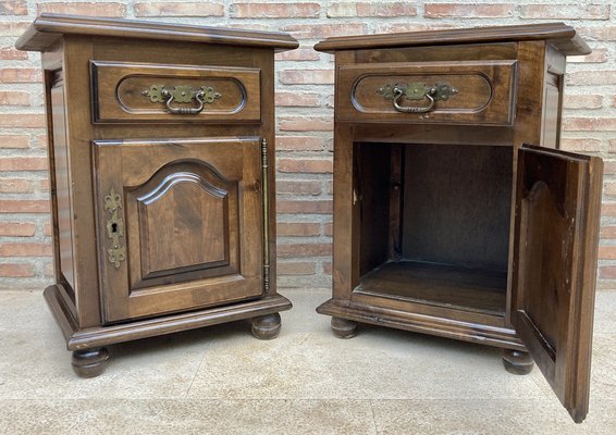 20th Spanish Nightstands with Drawer & Bronze Details, 1920, Set of 2-NOU-1450701