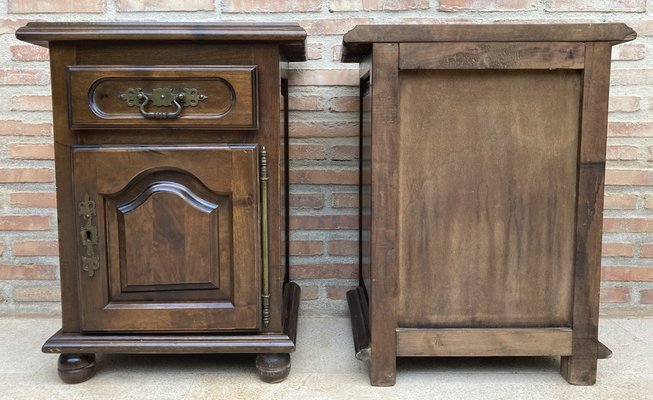 20th Spanish Nightstands with Drawer & Bronze Details, 1920, Set of 2-NOU-1450701